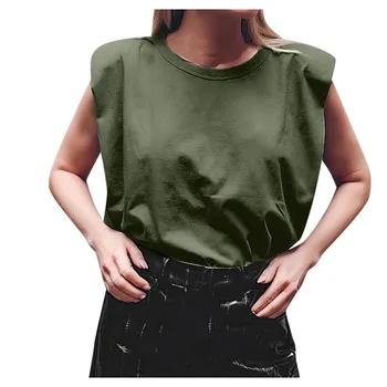 Moterų Berankovis vientisos Spalvos marškinėliai Apvalios Kaklo Atsitiktinis plius dydžio Elegantiškas Poliesteris marškinėliai, Laisvas Vidinis Rankovės Pagrindinės Viršūnės