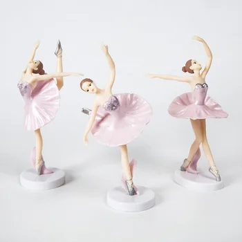3pcs Saldus Kelia Baleto Mergina Ballerina Girl Statulėlės Tortas Topper Dervos Skulptūros Modelį, Kolekcines, Ornamentas Mergina Gimtadienio Dekoras