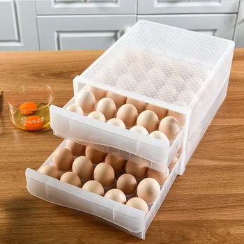Buitinių 60 Grotelės Kiaušinių Dėžutės Šaldytuvas, Virtuvės Dvigubo Sluoksnio Laikymo Dėžutė Kiaušinių Savininkas Priežiūra-Stalčių Tipo Saugojimo Dėžutė