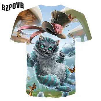 O-Kaklo 2020 Naujas 3D Gyvūnų Spausdinti marškinėliai Vaikams Magija Katė T-marškinėliai Berniukams ir Mergaitėms Vasaros Aukštos Kokybės Atsitiktinis trumpomis Rankovėmis