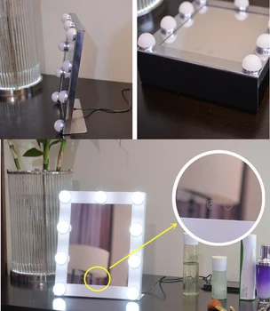 Karšto pardavimo Tuštybės Apšviesta Holivudo Makiažo Veidrodėliai su Dimeris Etape Grožio Veidrodis, LED Lemputės veidrodis