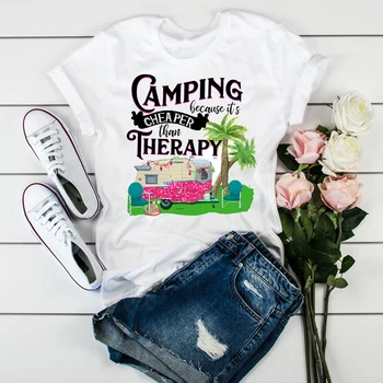 Moteris Laimingas Kemperis Sunkvežimių trumpomis Rankovėmis Spausdinti Drabužiai, Moteriški Vyriški T-Shirt Grafikos Viršūnes Drabužius Moterų Tumblr Marškinėliai T-shirts