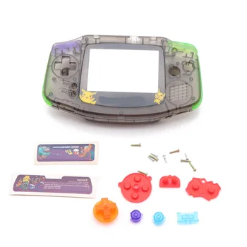 Pilnas Komplektas Būsto Shell W/ Color Gumos Pagalvėlės Mygtukas Ekranas Objektyvas Klijuoti Etiketės Varžtai Game Boy Advance GBA Konsolės