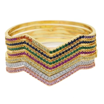 įvairių spalvų cz bangų juostos atidaryti manžetai bangle apyrankės aukso užpildytas madingų europos moterų papuošalai kamino bangles