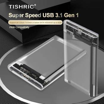 TISHRIC Skaidrus HDD Atveju Kietojo Disko Dėžutė HDD Talpyklos 2.5 SATA Į USB 3.0 Tipas-C USB 3.1 Išorinį Kietąjį Diską Talpyklos