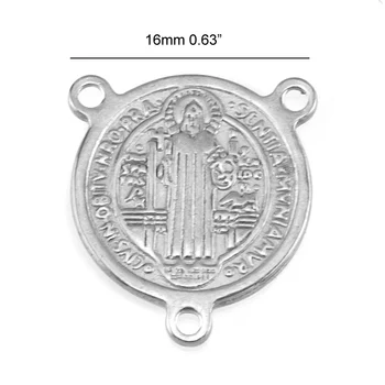 50pcs tėvas pakabukas Saint Benediktas Medalis Sankt Benediktas žymes Nerūdijančio plieno monetos Katalikų bažnyčia, apvalus lizdas pakabukai