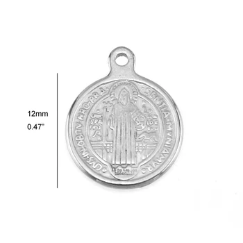 50pcs tėvas pakabukas Saint Benediktas Medalis Sankt Benediktas žymes Nerūdijančio plieno monetos Katalikų bažnyčia, apvalus lizdas pakabukai
