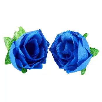LIXF 50 dirbtinės rožės, 3 cm aukščio, vestuvių dekoravimas, tamsiai mėlyna