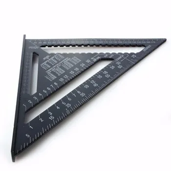 12 Colių Metrinė Sistema Trikampio Valdovas Greičio Kvadrato Matlankis Juodo Aliuminio Lydinio Kampo Liniuote, Medžio Apdirbimo Matavimo Įrankiai