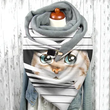 Retro mados Moterų Katė Spausdinti Šiltas Multi-purpose Infinity Skara Skara Rudens Žiemos Moterų Skara Įrašus Echarpe Femme #T2G