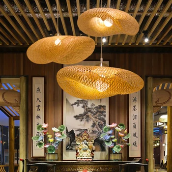Šiuolaikinės Bambo Pakabukas Llights Bambuko Lempos Azijos Paprastumo Hotel Restaurant Priedai Veltiniams, Vilna Lempa Kambarį Kabinti Virtuvės Kavinė Žibintas