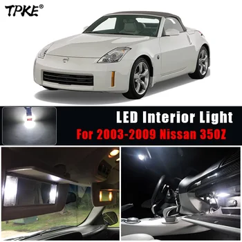 TPKE 7Pcs skaisčiai Baltas LED Žibintai Interjero Paketas Rinkinys Už 2003-2009 Nissan 350Z Žemėlapis Dome Kamieno Licenciją plokštelės šviesos Lempos
