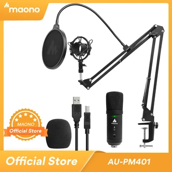 MAONO Profesinės Kondensatoriaus Mikrofonas, USB Kompiuterio Mic Su Išjungimo Mygtukas ir Garso LIZDAS Podcasting 