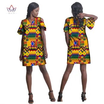 2020 Naujas Vasaros Plius Dydis Trumpos Suknelės Parduoti 6XL V-kaklo Dashiki Moterų Tradiciniai Afrikos Ankara Drabužiai Laisvi Šalies WY1881