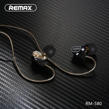 Aukštos kokybės remax RM-580 ear stiliaus high-definition mikrofono Laidą kontrolės dual active-ritė ausinės stereo muzikos telefono laisvų rankų įranga