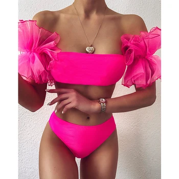 Be-X Akies pynimas maudymosi kostiumėlį moteris Seksualus bandeau bikini 2020 Stebėjimo maudymosi kostiumėliai moterims Aukšto juosmens bikini komplektas Juodas, rožinis maudymosi kostiumas