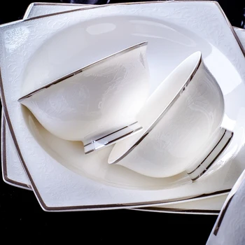 60 Vadovai keraminiai stalo kinų patiekalų Europos stiliaus patiekalų rinkinys Stalo Ryžių Dubenėlį Salotų, Makaronų Dubenį Indai Rinkiniai