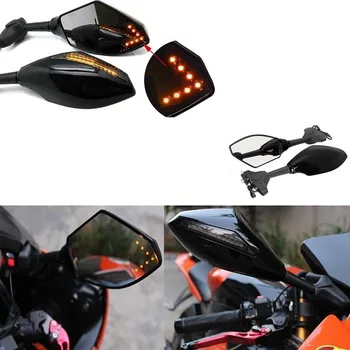 1 Pora Motociklo LED Integruotas Galinio vaizdo Veidrodėliai elektra valdomi išoriniai Veidrodėliai su Posūkio Signalo lemputė Yamaha YZF R1 R6 FZ1 FZ6 600R R3