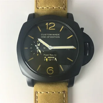 Prabanga top Brand 44MM Žiūrėti Vyrų Žuvėdra Automatinis Judėjimo Galios Rezervo Sidabro Nerūdijančio Plieno Atveju Black Dial Watch P07