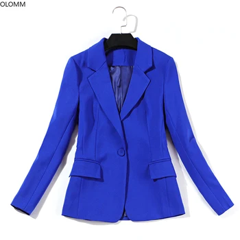 Kostiumas moterų 2019 m. pavasarį naujas moterų vientisos spalvos savęs auginimo profesinės mėlynas kostiumas striukė mados kelnės interviu rinkinys