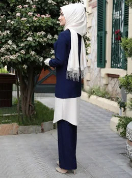Elegantiškas dviejų dalių, šilkiniai musulmonų abayas rinkiniai pamaldos, chalatas, kostiumai nukentėjo spalva Abaja Skraiste Tunika Jubah dubajus Ramadanas rinkiniai F1872