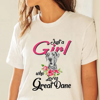 Just A Girl, Kuris Mėgsta dogas Marškinėliai Estetinės dogas Pet Grafinis Marškinėliai Šunų Mėgėjams Medvilnė