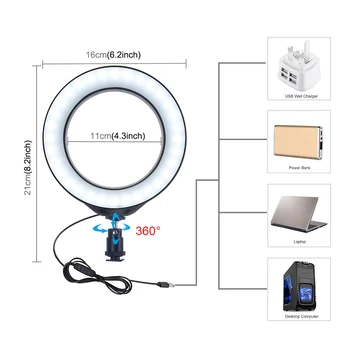Selfie Pritemdomi Žiedas, Šviesos, Fotografijos, šviesos, led lempa su mobiliojo telefono Laikiklį trikojis stovas, skirtas 