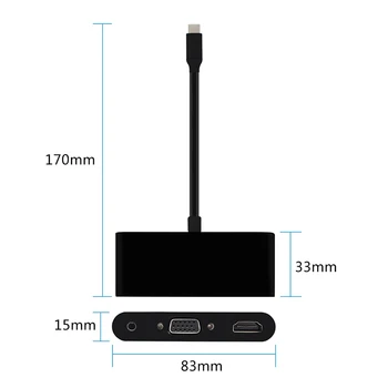 USB C HDMI VGA Adapteris, C Tipo HDMI 4K 