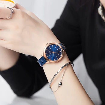 MINI DĖMESIO Moterų Laikrodžiai Top Brand Prabangių Mados Atsitiktinis Ponios Žiūrėti Vandeniui Mėlyna Nerūdijančio Plieno Reloj Mujer Montre Femme
