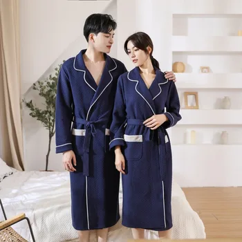 2020 Grynos Medvilnės Moteris Chalatą Japonų Kimono Pižamą Pora Pižama Oro Sluoksnis su Medvilnės Išlaikyti Šiltą Pižamą Vonios Chalatas