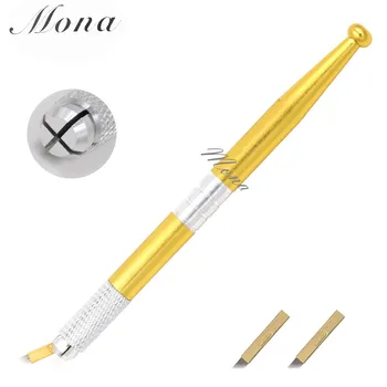 Naujo dizaino aukso caneta tebori permanentinis makiažas antakių microblading pen vadovas tatuiruotė rašiklis su 2vnt geležtės antakių makiažą