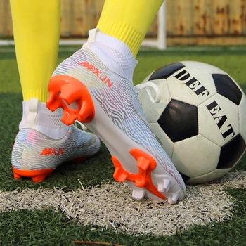 Patalpų Futbolo Batų Vyrai Aukštos Viršų Futbolo Bateliai Kvėpuojantis Neslidžios Futbolo Trinkeles Batai Durpės Futsal Mens Mokymo Futbolo Batai