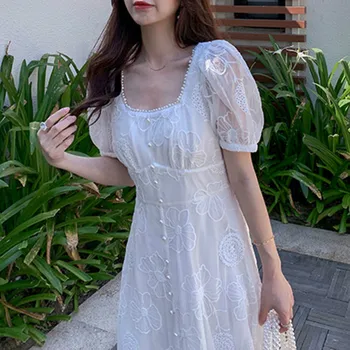 Elegantiška Suknelė Moterims Šifono Sluoksniuotos Rankovėmis Šalis Suknelė Office Lady Vasaros 2020 Korėjos Stiliaus Prancūzijos Vintage Retro Suknelė Moterims 2020 M.
