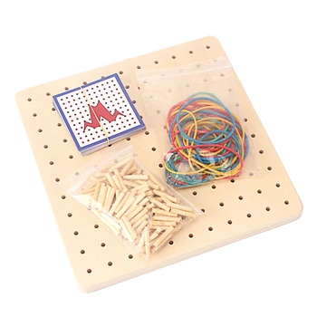 Kūdikių Montessori Jutimo Žaislas Geometrinių Formų Medienos Nagų Valdybos Mediniai Susietas su Guminiais Ikimokyklinio Mokymo Žaislai Vaikams Dovanų
