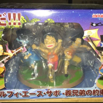 Anime ONE PIECE Monkey D. Luffy Portgas D. Ace Sabo Figuarts Veiksmų Skaičius, PVC, 9cm Kolekcijos Modelis Lėlės, Žaislai, Dovanos