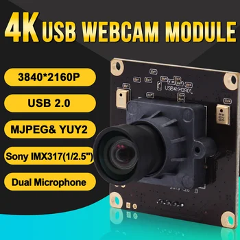 Didelės Raiškos 4K vaizdo Kameros Modulis 3840x2160 Sony IMX317 Mjpeg 30 kadrų per sekundę Mini USB Kamera, Vaizdo Web Kamera Modulis, Dokumentų Skenavimas