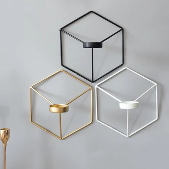 1 Vnt Vaizdo Touch Šiaurės Stiliaus 3D Geometrinis Žvakidė Metalinė Sienos Žvakių Laikiklis Sconce Atitikimo Mažų Namų Puošyba