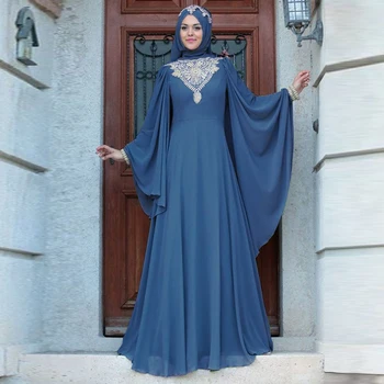 Naujas Musulmonų Floor-Length Rankovėmis Varpo Maxi Suknelė Viduramžių ir Renesanso Derliaus Golfo Aukšto Juosmens Ilgai Oficialų Suknelė Moterims