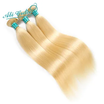 Ali Malonės Plaukų Brazilijos Tiesiai Spalva Šviesūs #613 Remy Žmogaus Plaukų Audimo 3 Ryšulius Susitvarkyti Plaukų Priauginimas