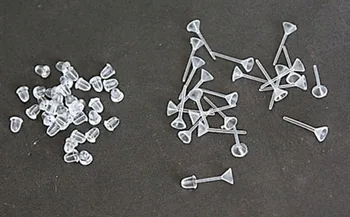 Papuošalai Išvados Plastiko Taurės Trinkelėmis Ausies Smeigės 5mm su Minkštos Gumos Atgal Kamštis Auskarai pranešimų (1000 RINKINIŲ)
