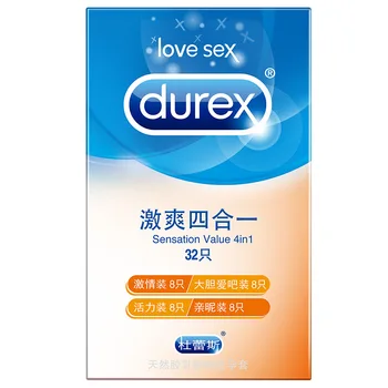 Durex Prezervatyvų Sumaišyti su 4 tipų Vyrų Varpos Gaidys Rankovės Ultra Plonas Prezervatyvai Pojūtis Vertė 4in1 Natūralaus Latekso Papildomų Tepalu Kondom