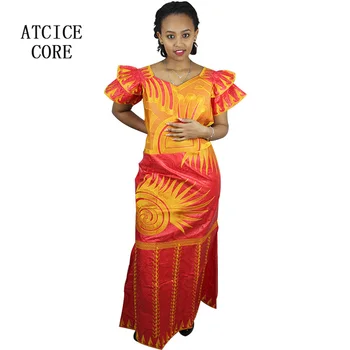 Afrikos heidi bazin riche siuvinėjimo dizaino suknelė ilga suknelė A091