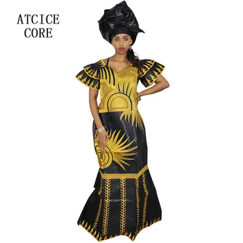 Afrikos heidi bazin riche siuvinėjimo dizaino suknelė ilga suknelė A091