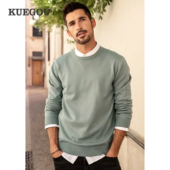 KUEGOU Rudens žiemos drabužių vientisos spalvos vyriški megztinis ruožas Pora megztinių mados šilti megztiniai viršų plius dydis YYZ-2209