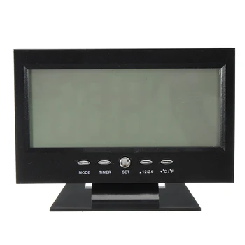 Black LCD Skaitmeninis Stalo Laikrodis Kalendorius Temperatūra Darbastalio Ekrano, Garso Kontrolės Žadintuvas