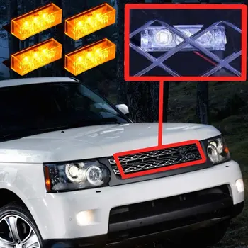 Mėlyna Raudona Geltona Balta 4x3 LED Automobilių Sunkvežimių Strobe Flash Įspėjimo Pagalbos Bamperio Grotelių Vairavimo Šviesos Juosta Policijos Ugniagesiai