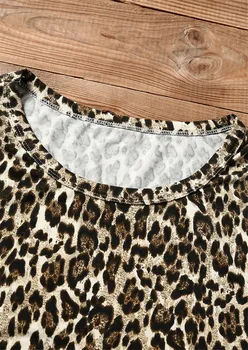 Leopard Marškinėliai Moterims Spalva Juostele Viršuje Lady trumpomis Rankovėmis T-shirt Vasaros Mados Kaklaraištis Tee Marškinėliai Moteriška Viršūnes Tee femme