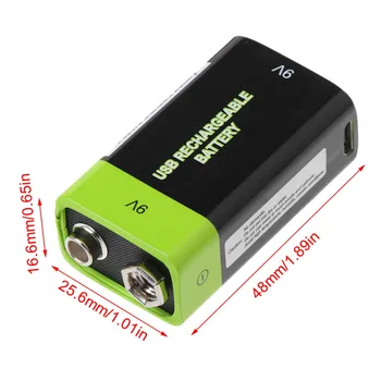 9V 400mAh USB Įkrovimo 6F22 Lipo Baterija Multimetras Mikrofonas Nuotolinio