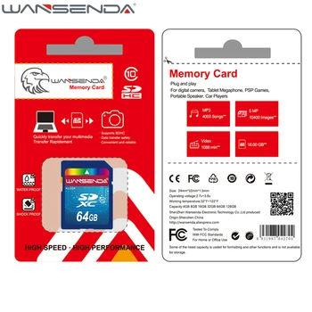 Realių Pajėgumų WANSENDA SD Card 32GB 64GB Atminties Kortelės 16GB 8GB 4GB SDHC SDXC Flash 