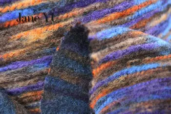 JaneYU Aukštos kokybės storio spalvotų mezgimo vilnos audinio rudens ir žiemos paltai striukė, džemperis cardigan audinys